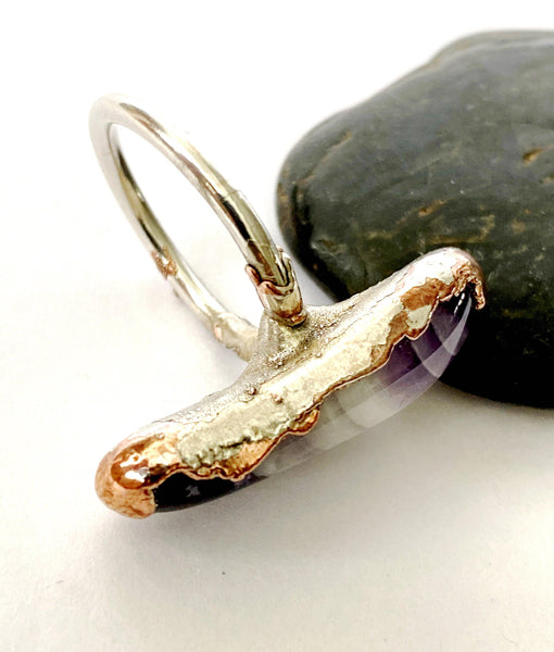 Statement Amethyst Copper & Silver Formed Ring - Glitter and Gem Jewellery