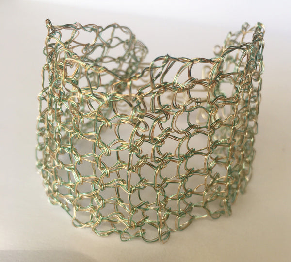 Mint Green & Silver Wire Woven Bracelet - Glitter and Gem Jewellery